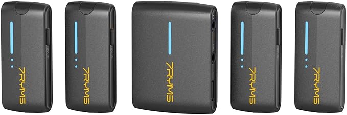 7RYMS iRay DW40 Wireless Lavalier Microphone with Four Transmitters One Charging Case Support AI Denoise, 48kHz/24bit Recording for Video Vlog, Interview, Live Streaming, Podcasting-Black