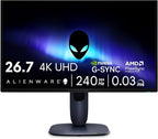 Alienware 27 4K QD-OLED Gaming Monitor AW2725Q - 26.7" 4K UHD QD-OLED 240Hz 0.03ms, NVIDIA G-SYNC Compatible, AMD FreeSync Premium Pro, VESA AdaptiveSync, Dolby Vision, VESA DisplayHDR True Black 400