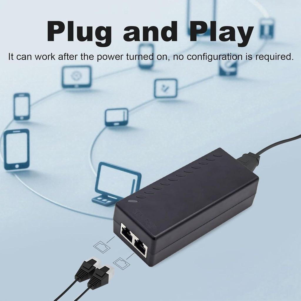 Gigabit PoE+ Injector Adapter - 30W 48V Power Over Ethernet Plus - 10/100/1000Mbps, IEEE 802.3af/at Compliant - Up to 100 M (328 ft) Range, by ThePoEstore