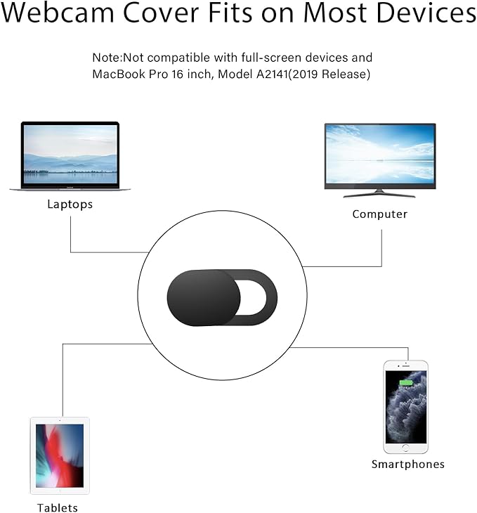 Laptop Camera Cover Slide, Camera Cover Slide, 8 Pack Ultra Thin Webcam Cover Slide for Laptop, Tablet, Desktop, PC, Smartphone, Protect Your Privacy and Security(Black)