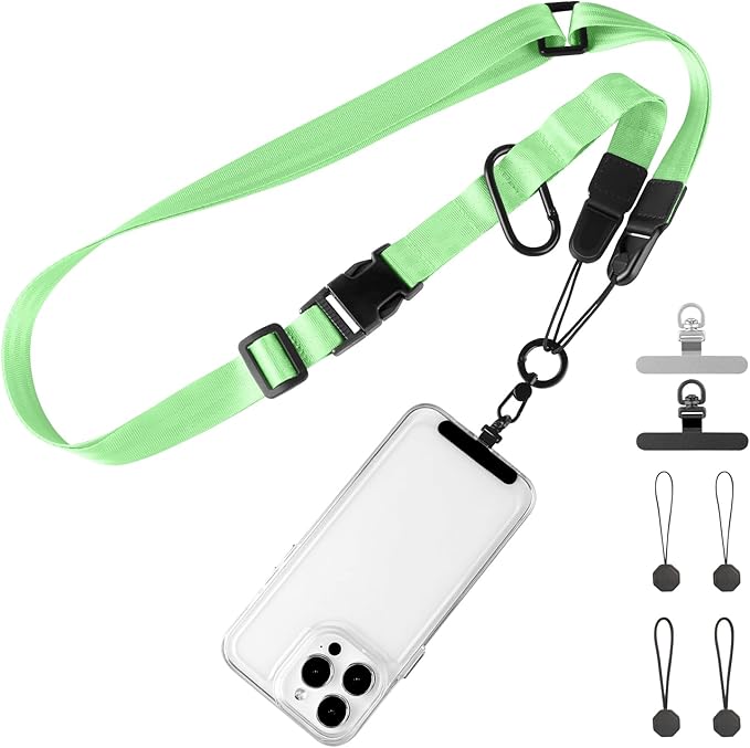 Adjustable Crossbody Phone Lanyard, Universal Phone Wrist Strap and Phone Neck Strap with Tether Tab, Phone Lanyard with Quick Release, Suitable for iPhone and Most Smartphones, Light Green