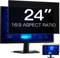 24 Inch Computer Privacy Screen Filter for 16:9 Aspect Ratio, Anti-Glare, Eye Protection, Anti-Blue Light Computer Monitor Privacy Filter, Removable Anti-Scratch 24in Protector Film