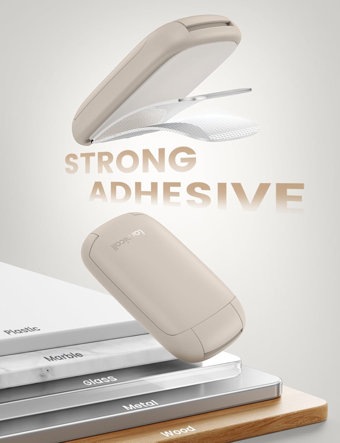 Lamicall Headphone Stand, Sticky Headset Holder - Foldable Headphone Holder Hook Mount, Adhesive Headset Hanger Clip Under Desk, Earphone Clamp for Airpods Max, HyperX, Sennheiser, Khaki