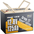 Power Queen 12V 125Ah Group 27 Bluetooth LiFePO4 Battery,1600Wh Energy Lithium Battery with Low-Temp Protection Max. 15000 Cycles for RV, Solar System, Trolling Motor