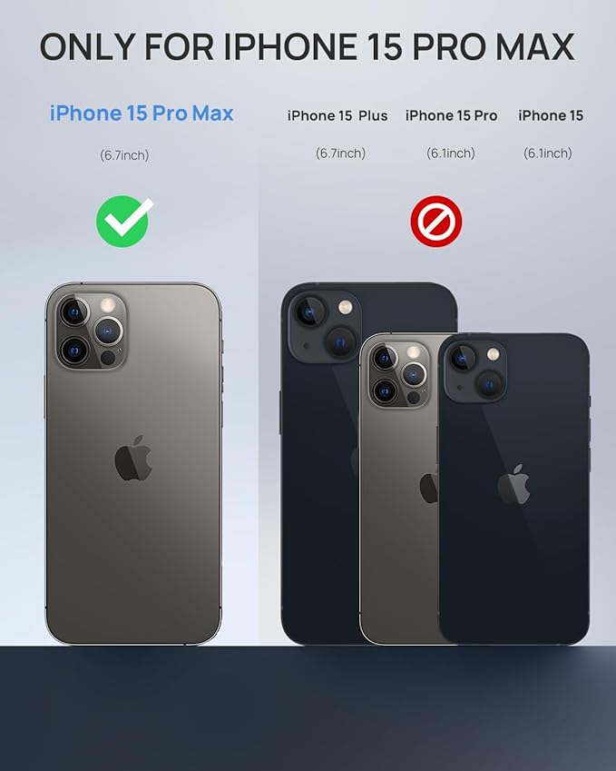 Lanhiem Magnetic for iPhone 15 Pro Max Case, IP68 Waterproof Dustproof Case, [Compatible with Magsafe] [Built-in Screen Protector] Full Body Heavy Duty Rugged Phone Cover 6.7 inch, Black/Clear