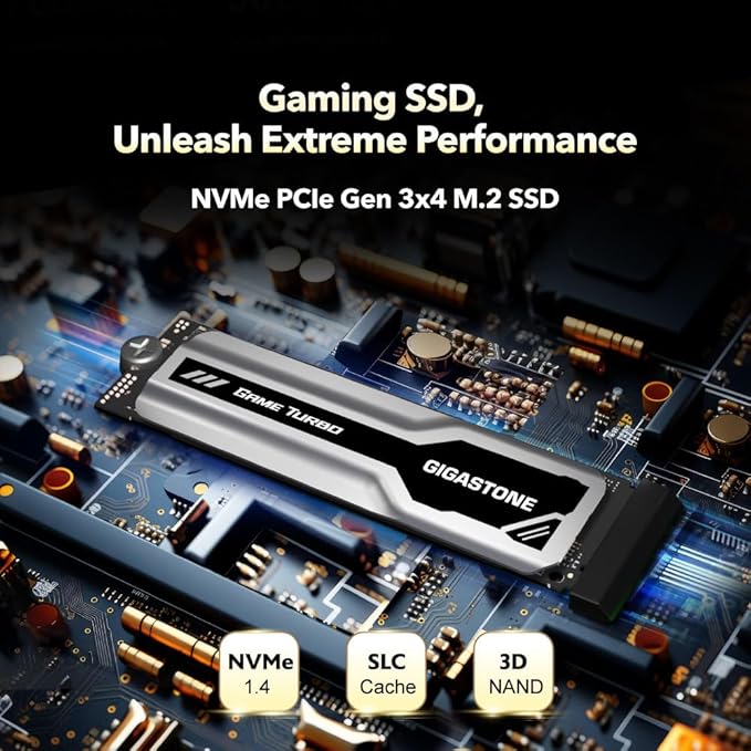 Gigastone M.2 SSD 2TB PCIe 3.0 NVMe SSD 3,500MB/s Internal Gaming Solid State Hard Drive Turbo Speed Heatsink Cooling Heat Dissipation PC Laptop Storage for Gamers Video Editing Creators