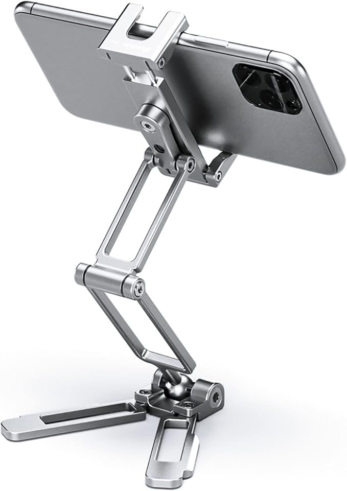 LEOFOTO PS-4 Silver Ultra Compact & Lightweight Smartphone Clamp / Holder / Video / Selfie Stand / Easel Arca / RRS Compatible