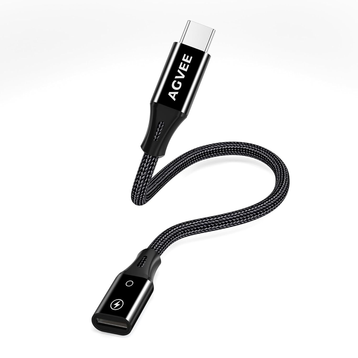 AGVEE 2 Pack 4 inch Lightning Female to USB C Male PD Adapter, 27W Fast Charger Charging Comverter for iPhone 15 16 Plus Pro Max Carplay, Samsung S25 S24 S23 S22, Not for Audio, Black