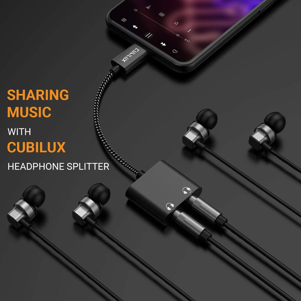 USB C Audio Splitter for 2 Headphones with 96KHz/24-bit DAC, Type C to Dual Earphones Aux Splitter for Samsung S25/S24/S23/S22/S21/S20 Ultra, Tab S10/S9/S8/S7/S6, Z Fold 6/5/4/3/2, Z Flip 6/5/4/3/2