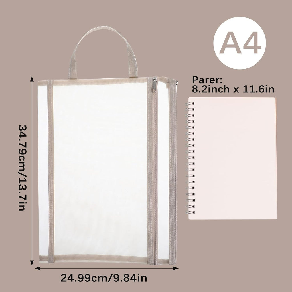 10 Pack Colored Mesh Zipper Pouch Bags, Double-Layer Nylon Puzzle Building Block Sets Toy Storage & Organization, Breathable See Through A4 Zipper Pouch with Handle for School Office Games