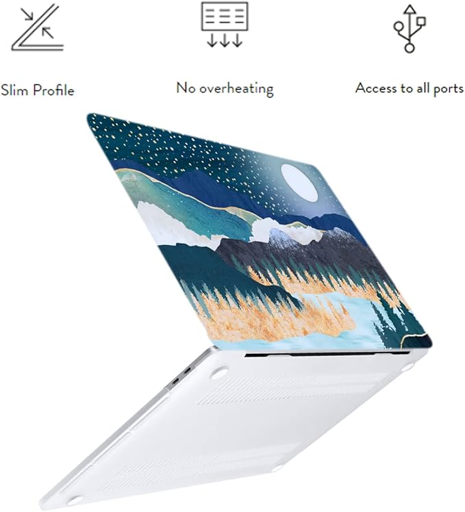 LanBaiLan Compatible for MacBook Pro 13 inch with Touch Bar 2022 2020 2019 2018 2017 2016 Release M1 M2 A2338 A2289 A2251 A2159 A1989 A1706 A1708, Laptop Hardshell Case and Keyboard Cover, Art Scenery