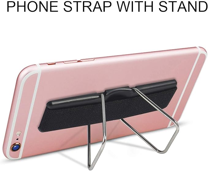 Phone Strap, CISID 4 Pcs Phone Grip with Stand Phone Strap Holder for Hand Finger Kickstand Suitable for iPhone Samsung and Most Smartphones(Black,Silver,Rose Gold,Gold 4PCS)