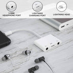 3in1 Lighting to 3.5mm,Headphone Adapter for iPhone, Dual Earphone Jack Audio and Charging Adapter,Headphone Splitter for iPhone 14/13/12/11/XS Max/XR/8/7 Plus /6/ iPad,Support iOS 10 to16
