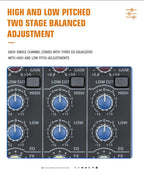 A-Series Professional Mixer for Recording DJ Stage Karaoke Music Application w/USB Drive for Computer Recording Input, XLR Microphone Jack, 48V Power, RCA Output for Professional (10-Channel)