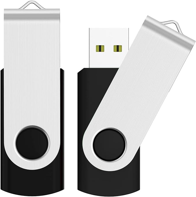 JUANWE 64GB USB Flash Drive 2 Packs, 2.0 Thumb Drive Foldable USB Storage Flash Drive Memory Stick with Lanyard Hole, Jump Drive Pen Drive Zip Drive Portable Flashdrive for PC/Tablet/Mac/Car, Black