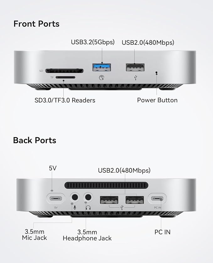 ORICO MiniMate SE Mac mini M4 2TB Storage & Docking Station, External SATA SSD (Non-Removable) 5Gbps(480MB/s), USB A*4, USB-C, SD/TF 3.0, 3.5mm Audio, Includes 2 Cables – M4SE