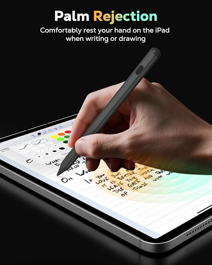 MoKo Pencil for iPad (A16) 11th 10th Gen, Stylus Pen for 2018-2025 Apple iPad 11/10/9/8/7/6/A16, Mini 7/6/5, Air M3/M2 11"/13"/5/4/3, Pro M4 13"/12.9"/11" Tilt Sensitivity, USB-C Fast Charging, Gray