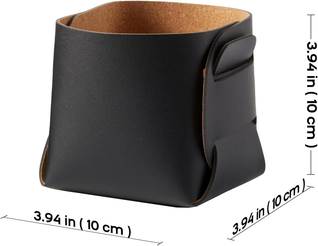 HOMIEAZICOZI 2-Pack Cork Leather Desk Accessories Storage - Pencil Pen Holder - Makeup Brush Holder Organizer - Stylish Addition to Home Decor (Black)