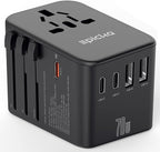 EPICKA Universal Travel Adapter, GaN International Plug Adapter with 3 USB-C 70W PD Fast Charging & 2 USB-A Adaptor All-in-one Wall Charger for USA EU UK AUS (TA-105 Pro, Black)
