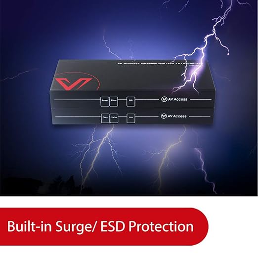 AV Access HDMI USB Extender(HDBaseT) KVM, 100m/330ft 4K 60Hz 1080p 120Hz Over Cat5e/6/6a/7, 4 Ports USB2.0, No Signal Loss and Latency, RS232, POE, Independent EDID Management (4KEX100-KVM)