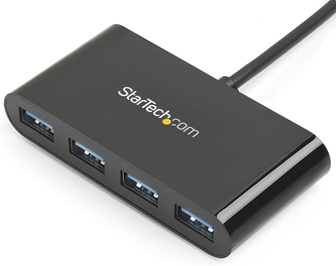 StarTech.com 4-Port USB-C Hub - Portable USB-C to 4x USB-A Hub - Bus-Powered USB 3.0 (5Gbps) Type-C Hub - USB 3.0 Port Expander (HB30C4AB)