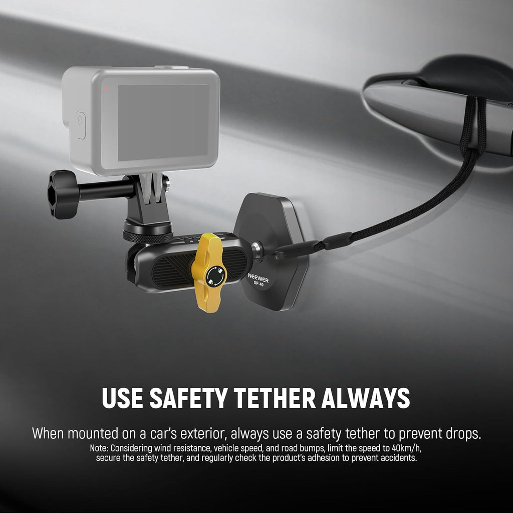 Neewer Magnetic Action Camera Car Mount Kit with Magic Arm Stand & Phone Holder Attachment Compatible with GoPro Hero 13 12 11 10 Go Pro Max DJI Action Insta360 iPhone 16 Pro Max S24 Ultra, GP-40