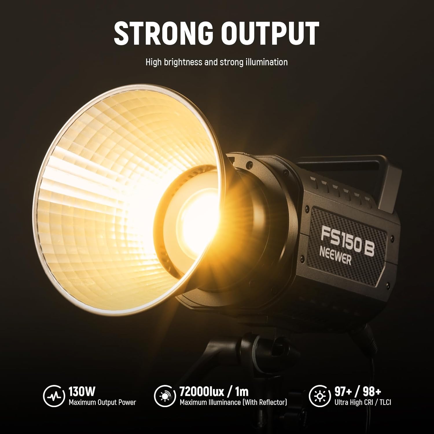 NEEWER FS150B LED Video Light 2.4G/APP Control,130W Bi Color COB Silent Photography Continuous Output Lighting with 4 Types Precise Dimming, 72000lux/1m, 2700K-6500K, CRI 97+,12 Effects, Bowens Mount