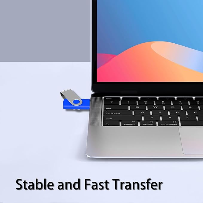 8GB Bulk USB Flash Drives 20 Pack, EASTBULL USB 2.0 Swivel USB Stick Bulk Gig Stick Metal Thumb Fold Storage (Blue)