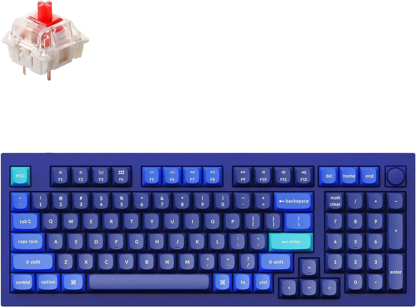 Keychron Q5 Wired Custom Mechanical Keyboard Knob Version, 96% Layout QMK/VIA Programmable Macro with Hot-swappable Gateron G Pro Red Switch Double Gasket Compatible with Mac Windows Linux (Blue)