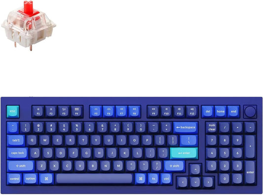 Keychron Q5 Wired Custom Mechanical Keyboard Knob Version, 96% Layout QMK/VIA Programmable Macro with Hot-swappable Gateron G Pro Red Switch Double Gasket Compatible with Mac Windows Linux (Blue)