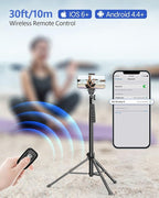 EMART 62’’ Cell Phone Tripod Stand, Adjustable Floor Cellphone Tri Pod Holder with Remote for iPhone and Android, Portable Compact Smartphone Selfie Stick for Video Recording Camera Ring Light Filming
