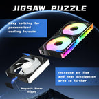 Jungle Leopard Interstellar V1 120mm Case Fan, Infinity Mirror Module Daisy-Chain 5V ARGB PWM PC Fan Triple Pack Suitable for Computer Case & CPU Cooling(Black-3 Pack)