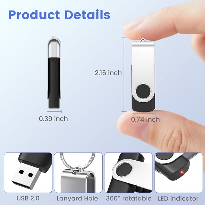 (Not 128GB) ABLAZE 128MB USB Flash Drive 100 Pack, USB 2.0 Thumb Drives Bulk Memory Sticks Pendrives 100PCS (Black)