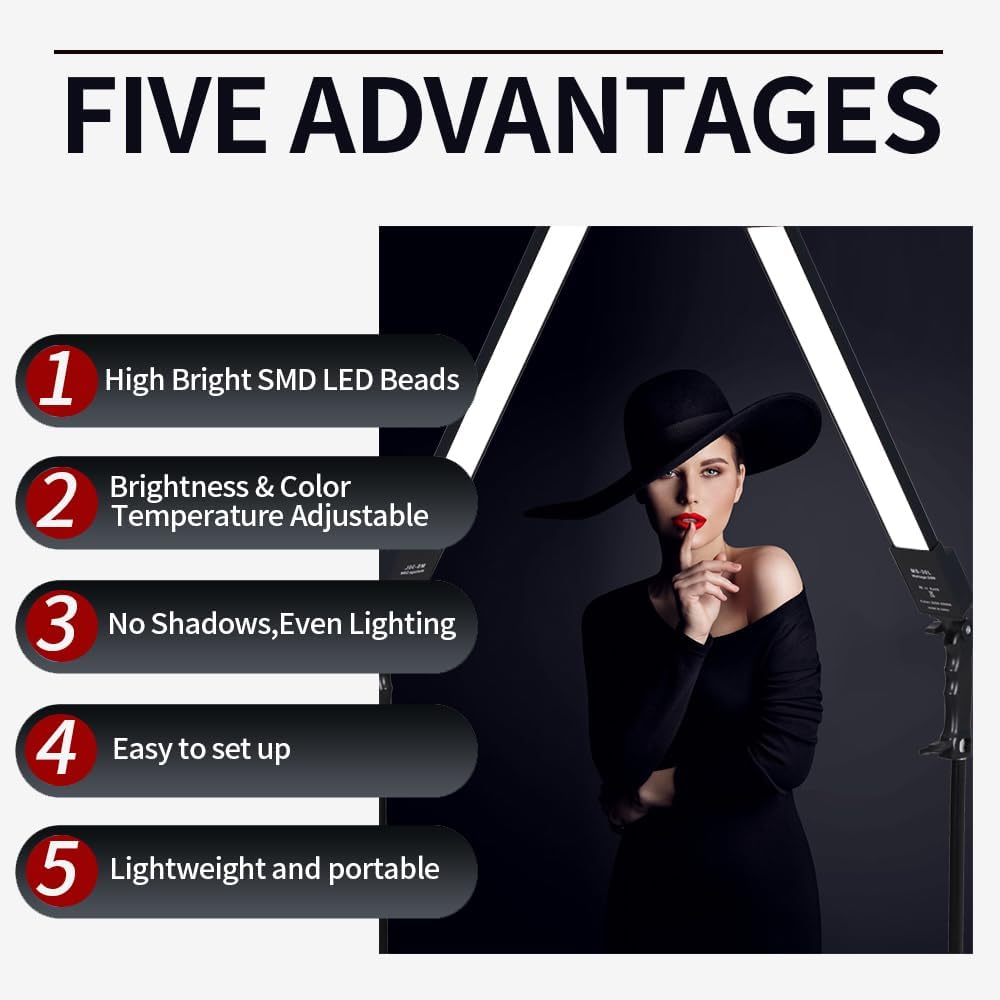 2 Packs LED Photography Lighting Dimmable 3200K-5500K LED Video Light Photo Studio Light Kit with Tripod Stand Bag for Camera Video Studio YouTube Product Portrait Live Streaming