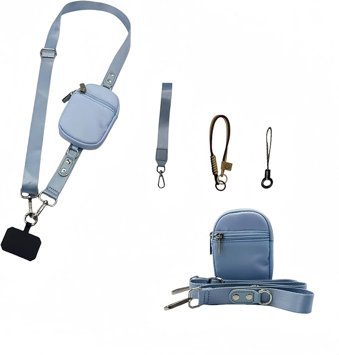 Clip and Go Strap for Phone with Wallet - Adjustable and Detachable Phone Lanyard Crossbody, Wrist Wallet for Home Travel