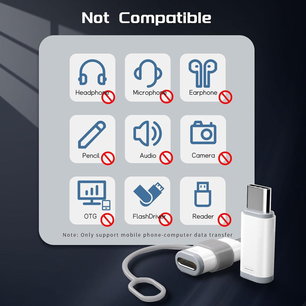 4 Pack Lightning to USB C Adapter for iPhone 15/16/16 Pro Max/Plus Samsung S24 Support Charging & Data Transfer,Type C Charger Connector Cable-NOT Support Audio/OTG/Headphone/Earbud/Apple -Pencil