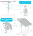 KLEAR Foldable Laptop Bed Tray Desk with Extral Drawstring Bag, Adjustable Bed Table with Heights and Angles, Lap Desk for Eating, Working, Writing, Gaming, Drawing with 2 Drawers(Grey)