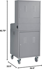 Global Industrial Mobile Security LCD Computer Cabinet Enclosure for 24" Diagonal Monitors, Steel Construction, Gray Powder Coat Finish, 24-1/2"W x 22-1/2"D x 62-3/4"H