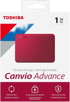Toshiba Canvio Advance 1TB Portable External Hard Drive USB 3.0, Red - HDTCA10XR3AA
