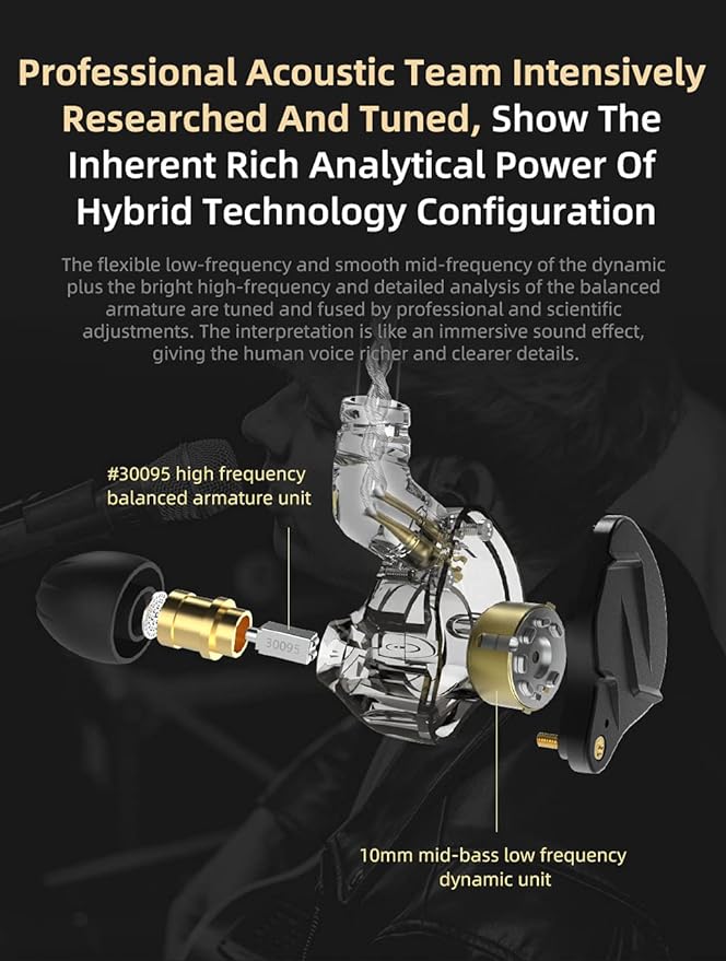 KZ ZSN PRO X IEM Earphones Dual Driver in Ear Monitor 1BA 1DD Wired Earphones HiFi Gaming Earbuds for Phone Computer Tablet