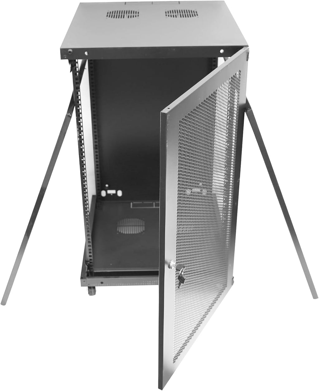 18U Server Cabinet Wall Mount Rack Enclosure with Caster Wheels 2 Server Fans Locking Grid Gate Removable Side Panels 19" Network Cabinet 15-18.5" Installation Depth Heavy-Duty Frame (37INCH, 18U)