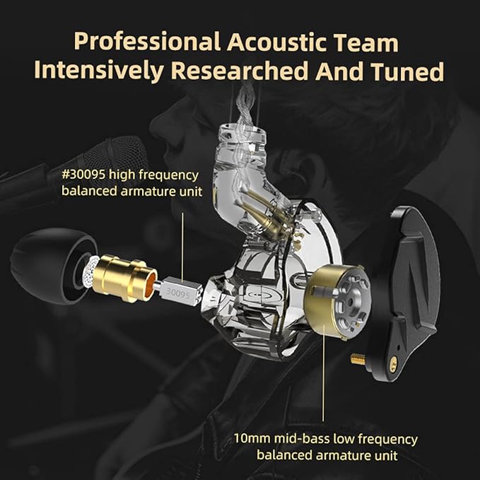 KZ ZSN Pro X in Ear Monitor Earphone 1BA 1DD Wired Earphone HiFi Sport Gaming Earbuds Headphones Compatibility for Phone Computer Tablet