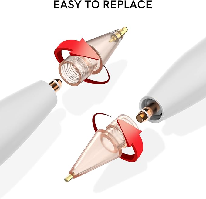 Delidigi 3 Pack Replacement Tips Compatible with Apple Pencil Pro/2nd Generation/1st Gen/USB C, Wear-Resistant iPencil Nibs Accessories Fine Point Precise Control Pen Like Tips