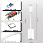 USB C to Lightning Headphone Audio Adapter, Type C Male to Female Lightning Earphone Converter with Charge/Data Transfer, Compatible with iPhone 17/16/15 Plus/Pro/Max, iPad Pro/Air, MacBook（2 Pack）