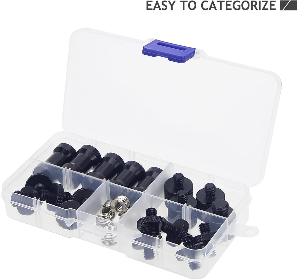 24 Pcs Camera Screw Adapter Set - 1/4 to 3/8 Tripod Mount Converter for Camera, Monopod, Ballhead, Flash Light Stand