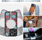 AIGOMARA Magnetic Case for iPhone 14 Pro [Compatible with MagSafe] Cute Pink Blue Flower Floral Pattern Soft TPU Bumper Hard PC Back Anti-Fall Shockproof Protective Slim Cover for Women Girls