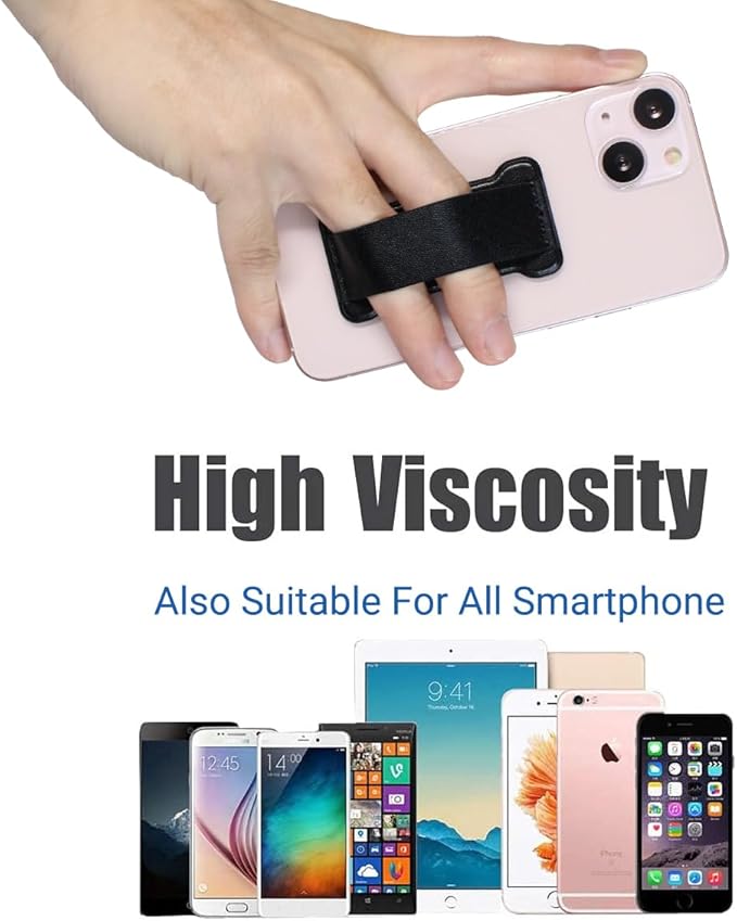 Finger Strap Phone Holder,Cell Phone Finger Grip Strap Holder for Hand, Ultra Thin Anti-Slip Universal Cell Phone Grips Band Holder for Back of Phone - 2Pack(Dot Black)