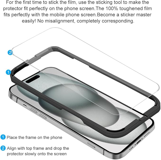 Tempered Glass Screen Protector for iPhone 15 Plus Clear (3 Pack)