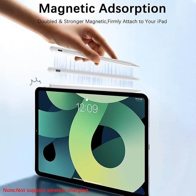 Stylus Pen for iPad (2025-2018),Tilt Sensitivity Palm Rejection Fast Charge Stylus Pencil,iPad Pencil for i Pad 11th A16/10/9/8/7/6th & Pro 13/12.9/11(M4) & Air 13/11(M3/M2) & Mini A17 Pro/6/5