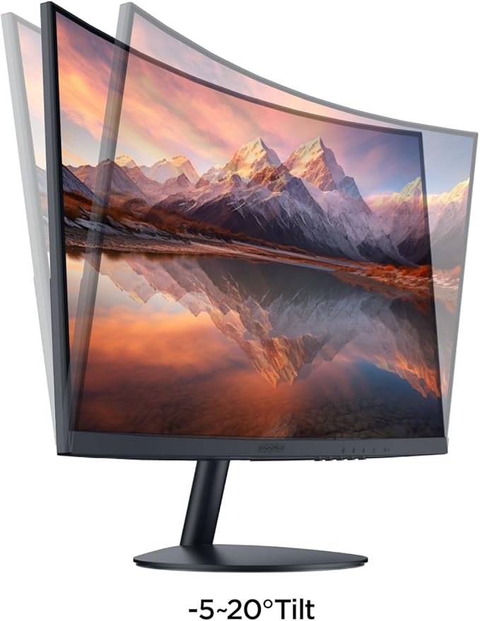 KOORUI 24 inch Curved Monitor, Full HD 1080P Curved Computer Monitor, 100Hz 1500R PC Screen, HDMI VGA, Tilt Adjustment, LCD Display, Eye Care, Black 24N5CA